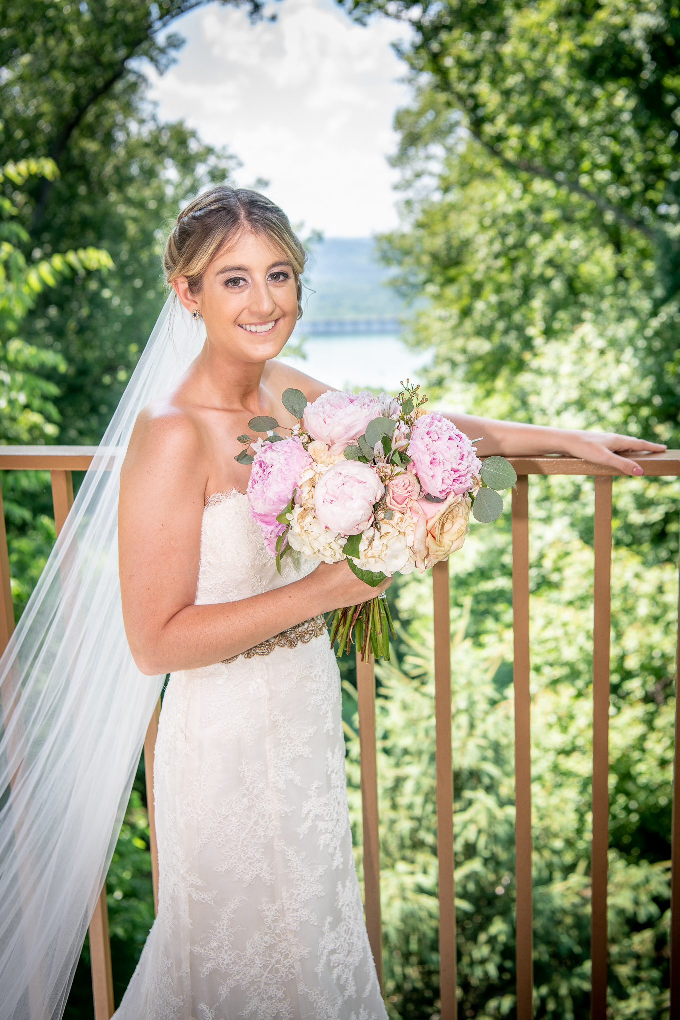 Bride portrait holding her bridal bouquet 